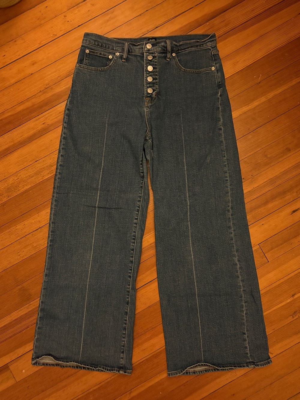 GAP Medium Wash High-Rise Wide-Leg Button-Fly Jeans